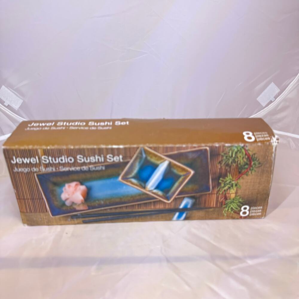 Jewel Studio 6-Piece Blue Reactive Glaze Sushi Serving Set